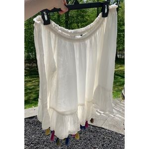 Tu - Strapless White Top w/ Tassels